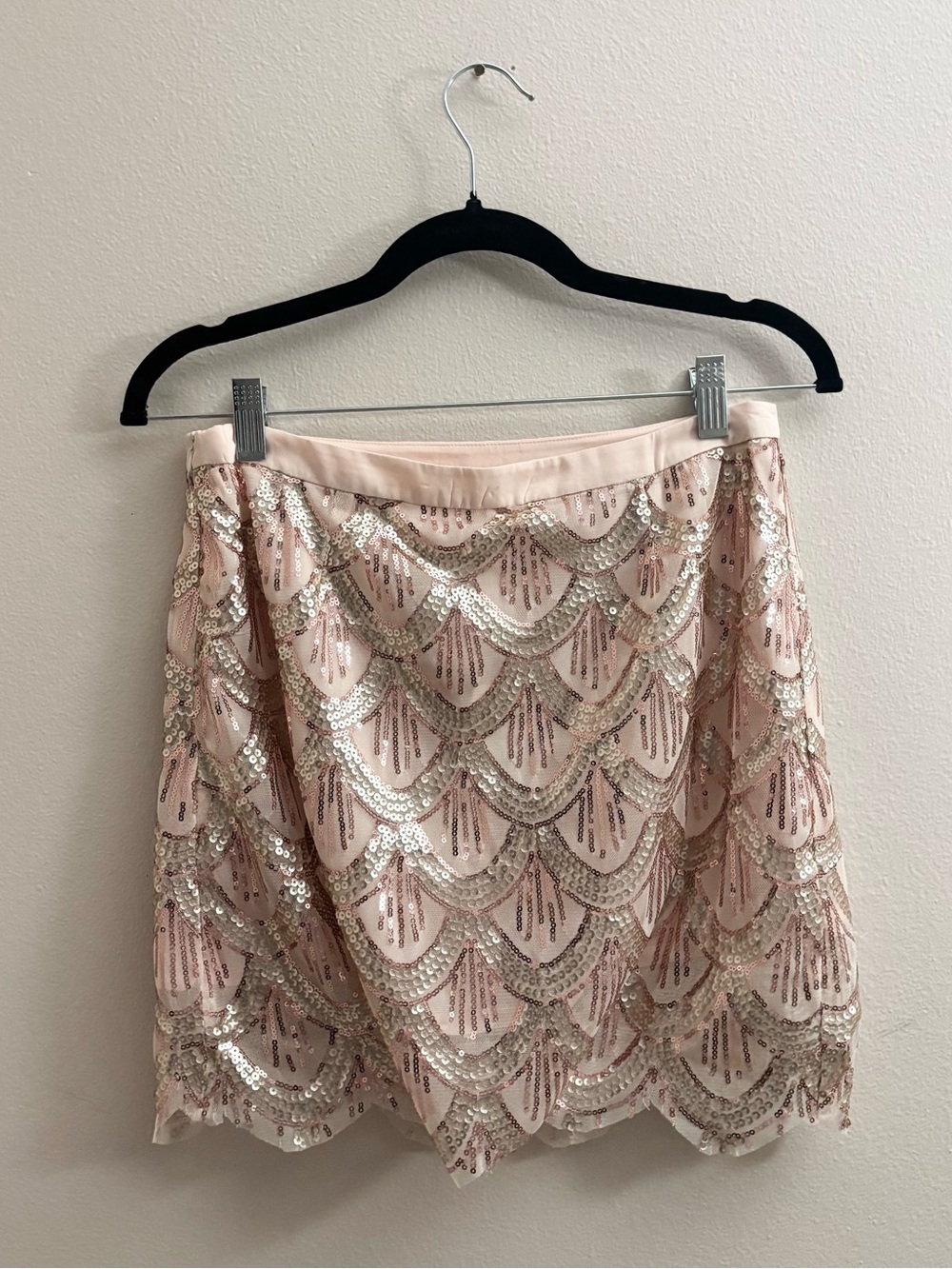 NWT Free People Sequin Scallop Mini Skirt - Rose Gold - Picture 10 of 13